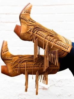 All Around The Fringe — Wide Calf Western Fringe Boots In Tan Leather -Southern Fried Chics 158A8816 097ff429 d354 473a 8dd6 fa81577a43c2