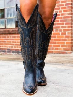 Black Knight — Knee High Leather Western Boots -Southern Fried Chics 158A8841