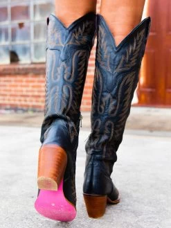 Black Knight — Knee High Leather Western Boots -Southern Fried Chics 158A8851