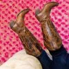 Stella Mae — Wide Classic Leather Cowgirl Boots In Brown -Southern Fried Chics 158A9000 1