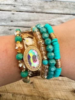 Giddy Up Cowgirl Gray Leopard Beads Bracelet Set