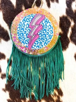 Leopard Lightning Bolt Fringe Freshie