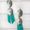 Buck Off Cowgirl Fringe Earrings - Turquoise -Southern Fried Chics AE9657 TQ