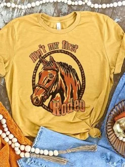 Aint My First Rodeo Tee - Mustard