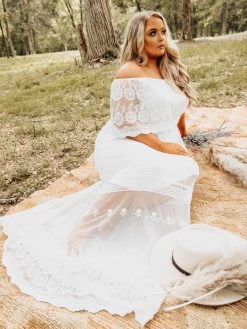 Bridal Off Shoulder White Dress -Southern Fried Chics Bridal Off Shoulder White Dress Dresses
