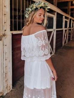 Bridal Off Shoulder White Dress -Southern Fried Chics Bridal Off Shoulder White Dress Dresses 5