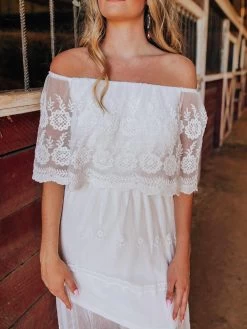 Bridal Off Shoulder White Dress -Southern Fried Chics Bridal Off Shoulder White Dress Dresses 6