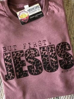 But First Jesus Tee - Mauve