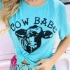 Cow Babe Tee - Aqua -Southern Fried Chics Cow Babe Tee Aqua T Shirts