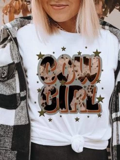 Cowgirl And Stars Tee - White