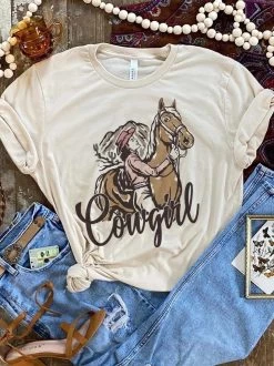 Cowgirl Horse Tee - Cream