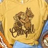 Cowgirl Horse Tee - Mustard -Southern Fried Chics Cowgirl Horse Tee Mustard T Shirts