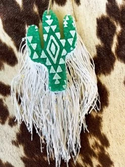 Green Aztec Cactus Fringe Freshie