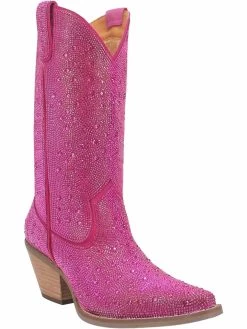 Silver Dollar Rhinestone Boot By Dan Post - Fuchsia