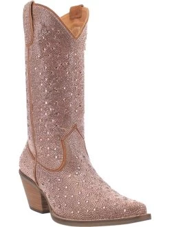 Silver Dollar Rhinestone Boot By Dan Post - Rose Gold