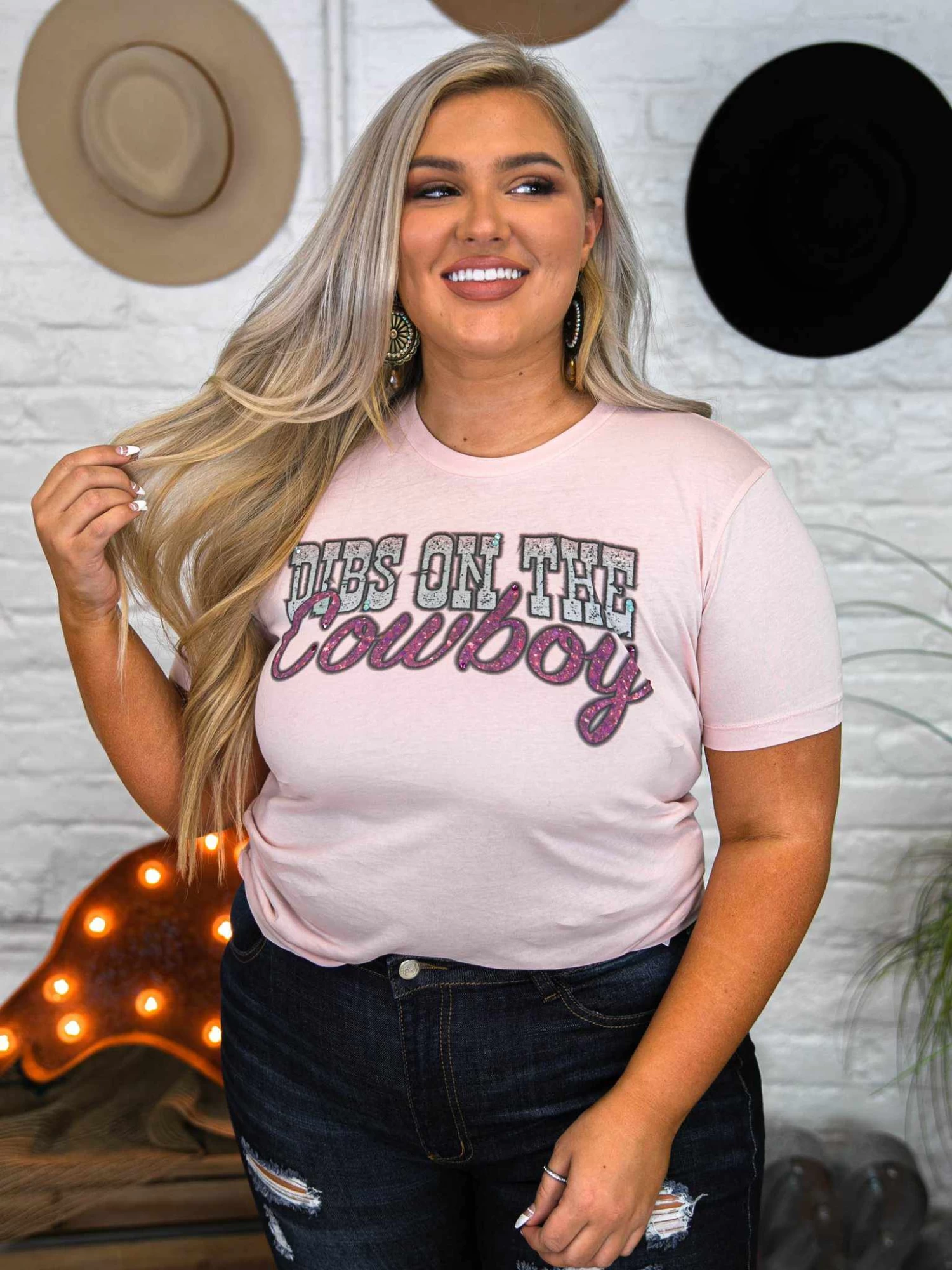 Dibs On The Cowboy Tee - Faded Pink 5 Dibs On The Cowboy Tee - Faded Pink - Image 3
