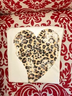 Distressed Leopard Print Heart Tee