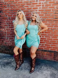 Hello Beautiful Dress - Mint -Southern Fried Chics Hello Beautiful Dress Mint Dresses 5