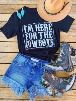 Here For The Cowboys Tee - Black
