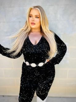 Nashville Nights Black Sequin Jumpsuit 19 Nashville Nights Black Sequin Jumpsuit -Southern Fried Chics IMG 8269