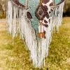 Turquoise And Cow Sassy Steer Fringe Freshie -Southern Fried Chics IMG 9651
