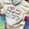Call Me Antisocial T-shirt - Cream -Southern Fried Chics LC callmeantisocial cream