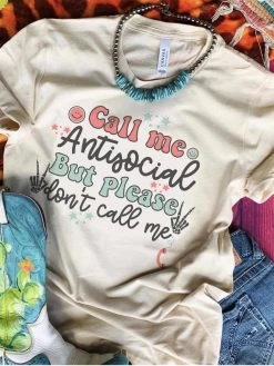 Call Me Antisocial T-shirt - Cream