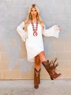 Lace Talk About It Tunic Dress - White -Southern Fried Chics Lace Talk About It Tunic Dress White Dresses 4