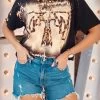 Leopard Thunderbird Bleached Tee -Southern Fried Chics Leopard Thunderbird Bleached Tee T Shirts