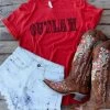 Outlaw Tee - RED -Southern Fried Chics Outlaw Tee RED T Shirts