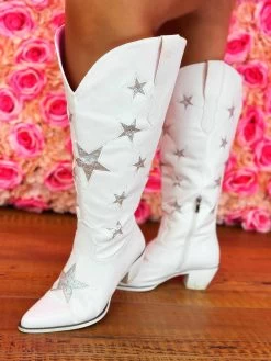 The Lainey Star Wide Boots - White -Southern Fried Chics PhotoApr032023 12731PM
