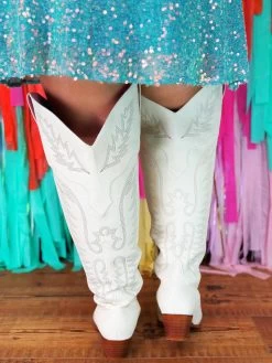 The Knight Cowgirl Wide Boots - Bone -Southern Fried Chics PhotoApr032023 25344PM