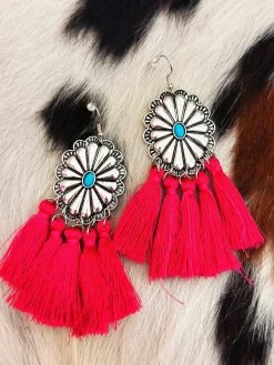 Color Me Cute Tassel Earrings - Fuchsia