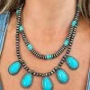 Charming Silver Turquoise Stone Necklace -Southern Fried Chics PhotoApr052023 40424PM