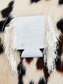 Rhinestone Cowgirl Hat With Sequin Fringe Can Koozie