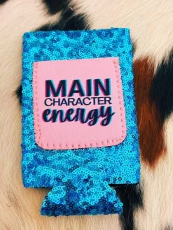 Main Character Energy Sequin Slim Can Koozie