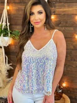 Southern Fried Chics 19 MoonLight Sequin Adjustable Tank