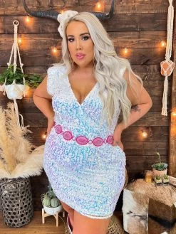 Southern Fried Chics 27 MoonLight Sequin BodyCon Dress