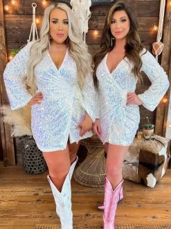 MoonLight Sequin Wrap Dress