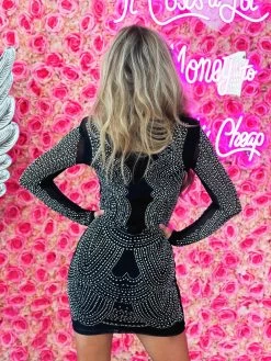 Stop And Stare Party Dress - Black On Nude -Southern Fried Chics PhotoApr132023 43450PM