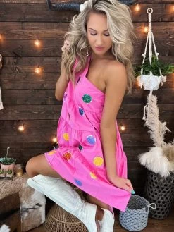 Spring Has Sprung Pink One Shoulder Dress -Southern Fried Chics PhotoApr182023 23728PM