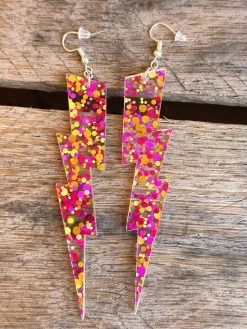 Big Bolt Earrings - Pink