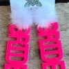 Here Comes The Bride Earrings - Pink With White Pom