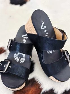 The Laurie Double Buckle Wedge - Black 5 The Laurie Double Buckle Wedge - Black -Southern Fried Chics PhotoApr262023 13012PM