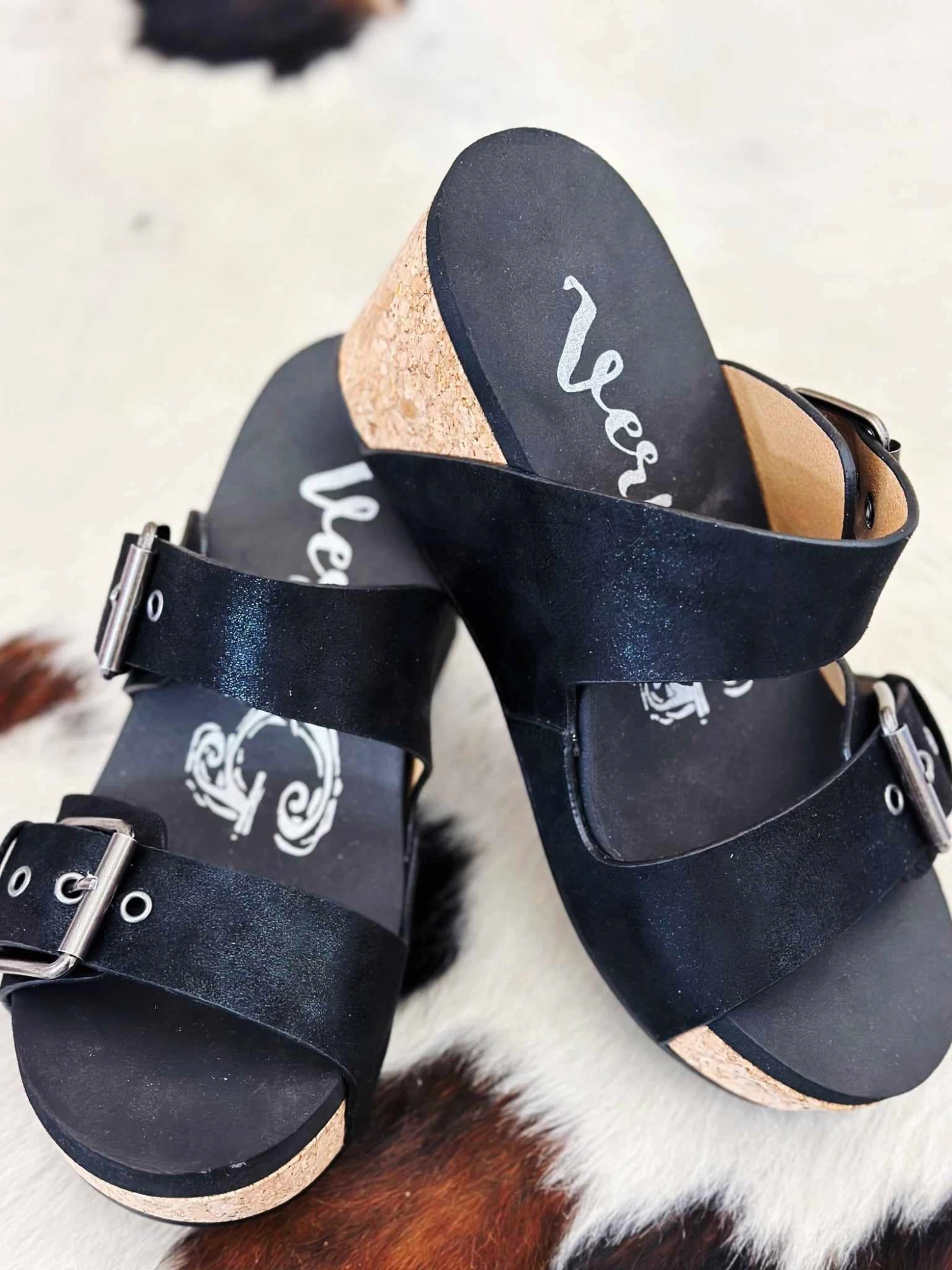 The Laurie Double Buckle Wedge - Black 4 The Laurie Double Buckle Wedge - Black - Image 2