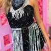 Karma Is My Boyfriend Sequin Dress - Black Silver -Southern Fried Chics PhotoApr262023 32923PM