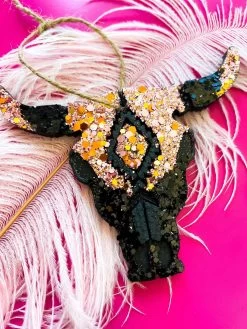 Black And Rose Glitter Steer Freshie