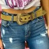 Rhinestone Cowgirl Belt - Gold