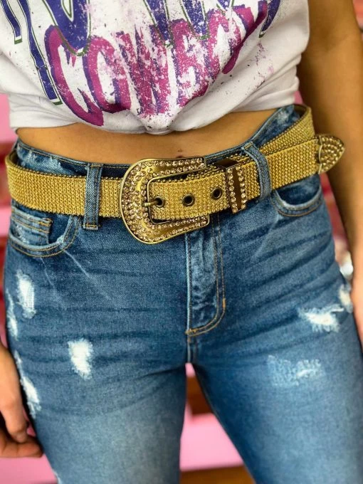 Rhinestone Cowgirl Belt - Gold 7 Rhinestone Cowgirl Belt - Gold -Southern Fried Chics PhotoFeb092023 15724PM