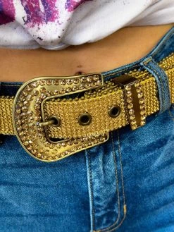 Rhinestone Cowgirl Belt - Gold -Southern Fried Chics PhotoFeb092023 15728PM